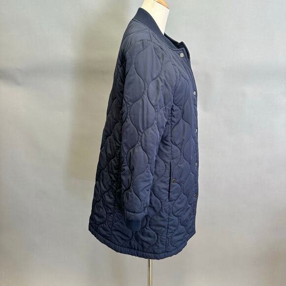 Banana Republic Water-resistant Quilted Long Coat in Navy Size Medium - Picture 6 of 15